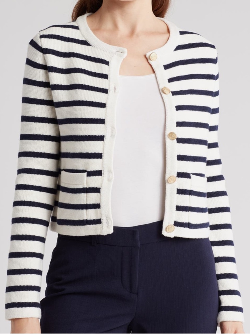 Amanda & Chelsea Stripe Crop Jacket Sz L